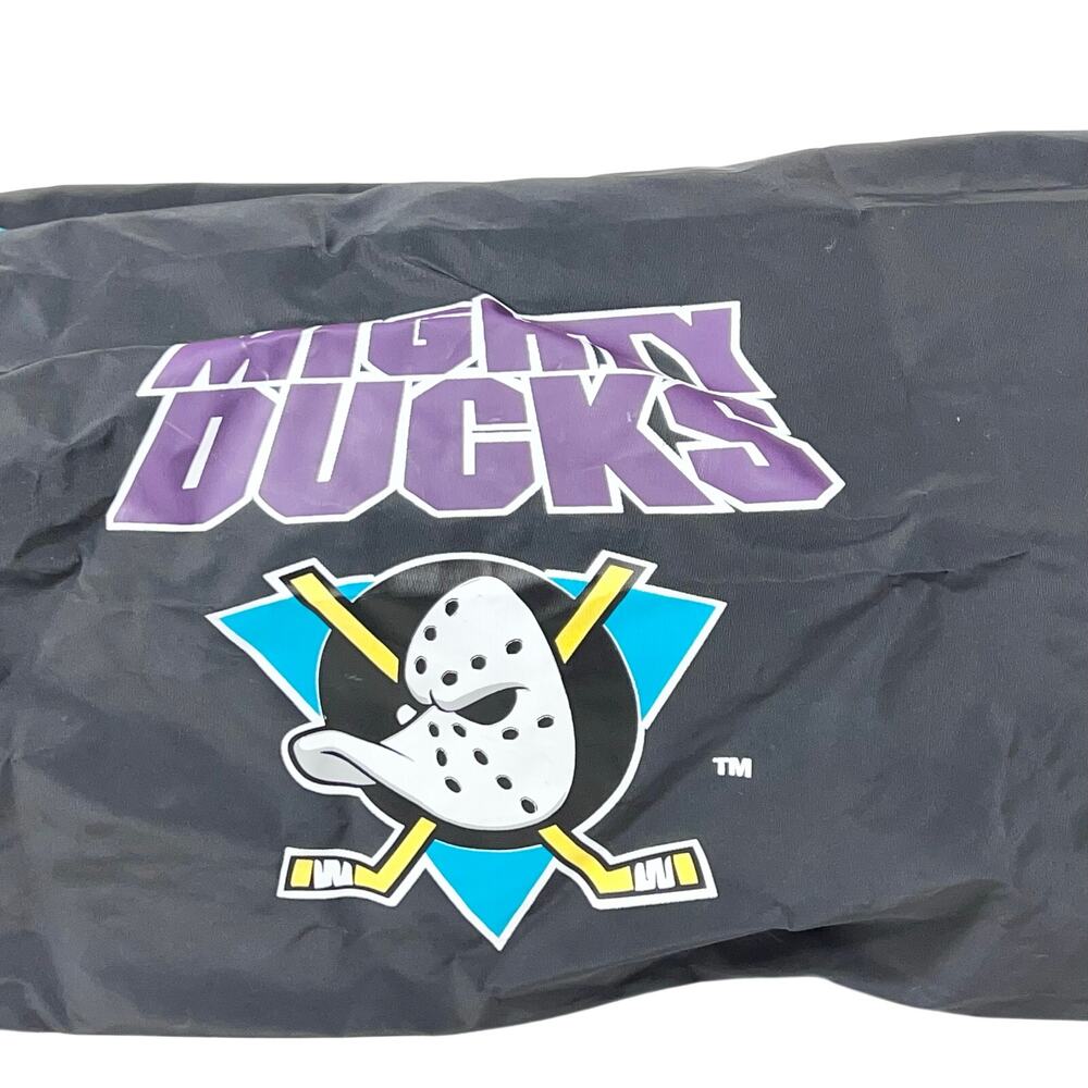 Vintage 90s Mighty Ducks Duffle Bag MBNA America Black And Teal - Picture 4 of 8